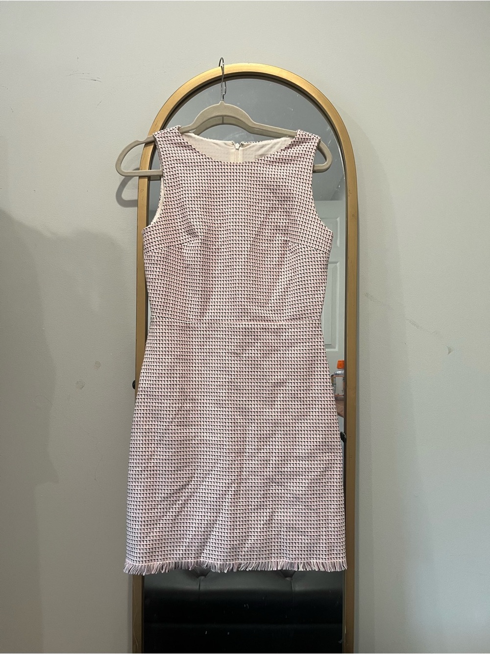Gently Loved LOFT Pink Tweed Midi Dress (size 4)